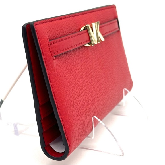 Michael Kors Reed Large Snap Bifold Wallet Bright Red - Picture 4 of 9